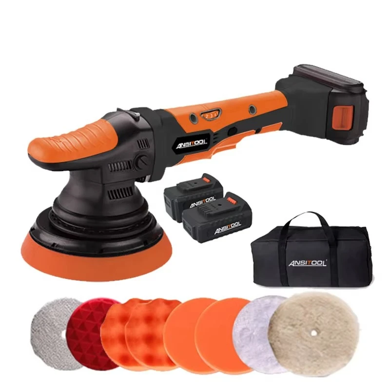 20V cordless DA polisher, 15mm orbit 2.0Ah battery 2300-4500RPM  for portable DIY auto polishing work