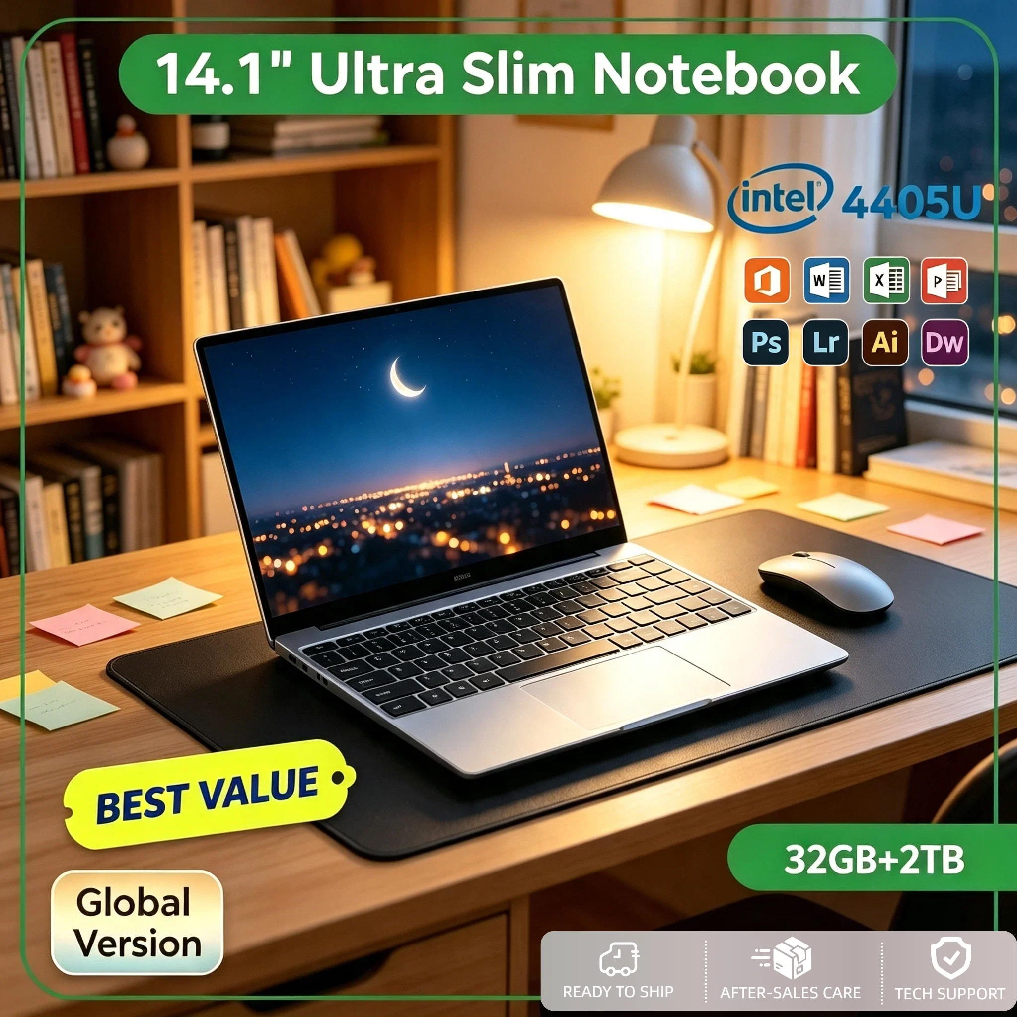 Slim Ultra 14.1 Inch Gaming Laptop Intel Pentium 4405U 2.1GHz 2C4T 16GB DDR4 2TB SSD 1920x1080 Office Study PC Ultra Pro Max Pro