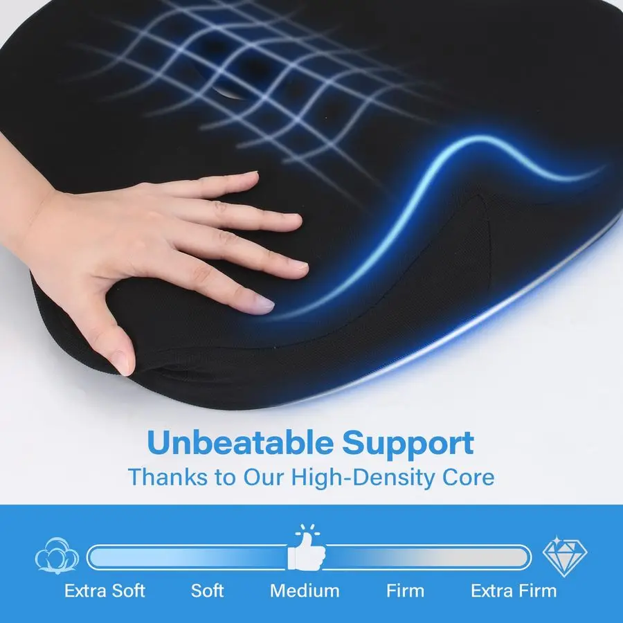 Cojín de apoyo lumbar para silla de oficina, X cojines grandes de espuma viscoelástica para silla para ciática, coxis, alivio del dolor, almohadilla cóctel