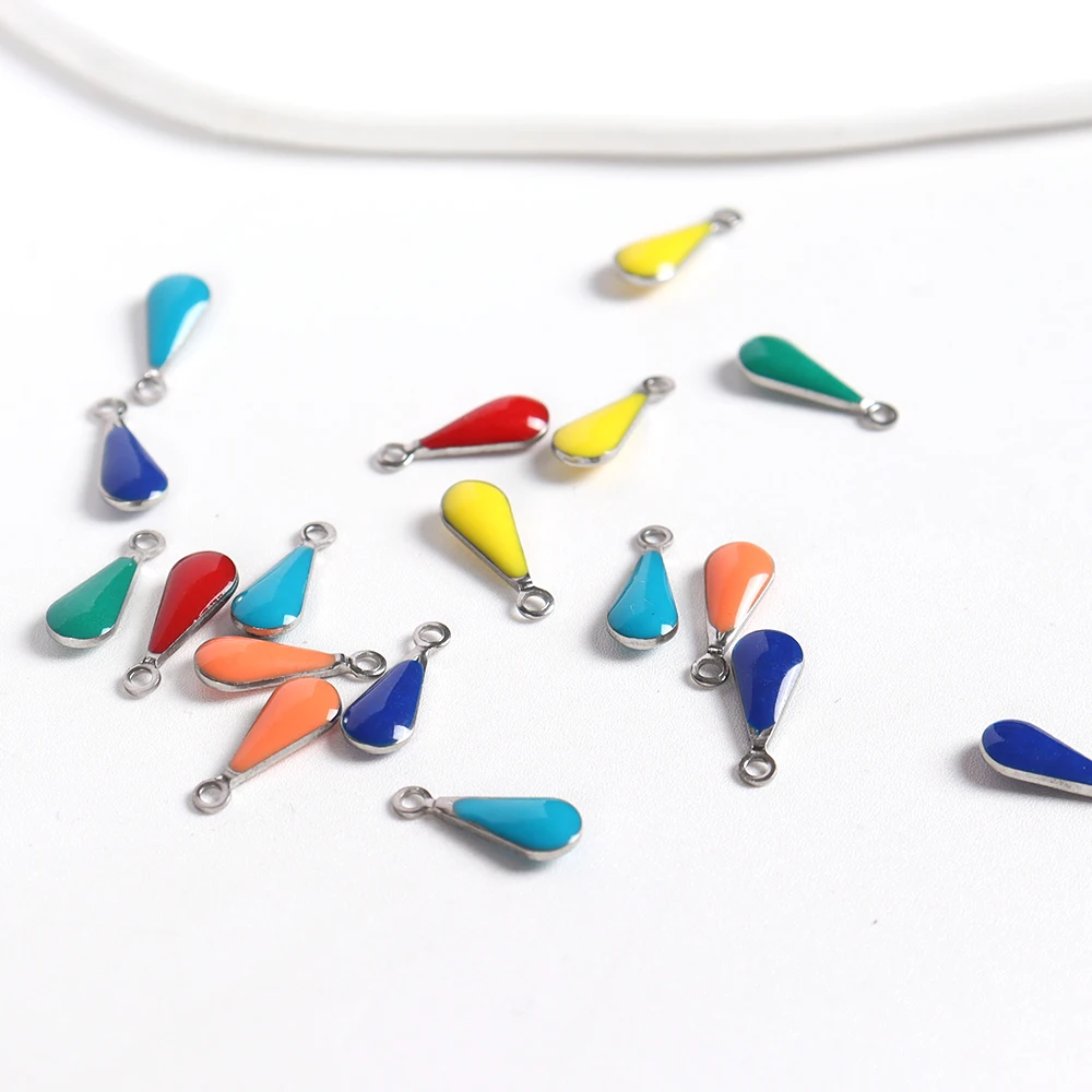 20PCS Stainless Steel Oil Drip Mix Color Water Drip Shape Charms Pendant for DIY Necklace Bracelet Jewelry Making