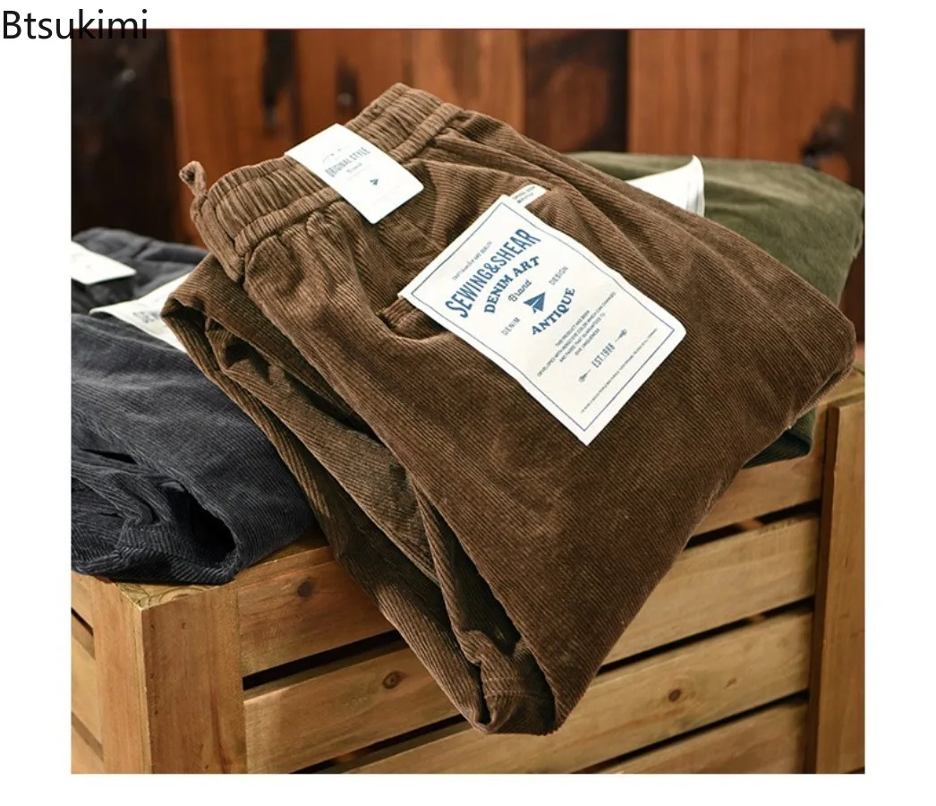 Autumn Winter New Men's Corduroy Pants Vintage Streetwear Fashion Versatile Drawstring Casual Baggy Trousers Male Joggers Pants