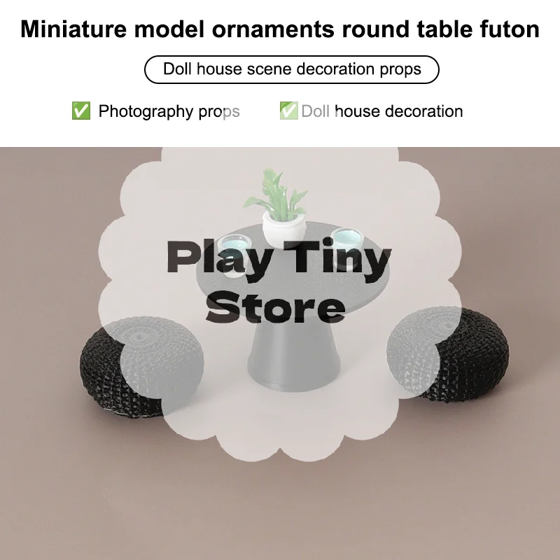 طقم كراسي طاولة مستديرة سوداء بمقياس 1/12، ديكور مثالي لبيت الدمى لشخصية مصغرة واقعية #1