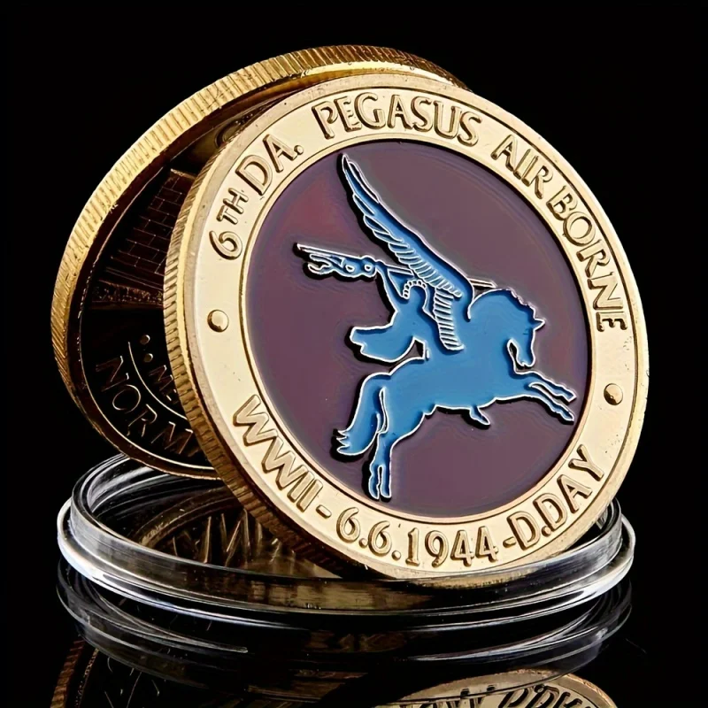 Replica Coin World War II British D-Day Commemorative Gold Coin-British Bulldog and Pegasus Bridge Design,Collectible Coin Gift