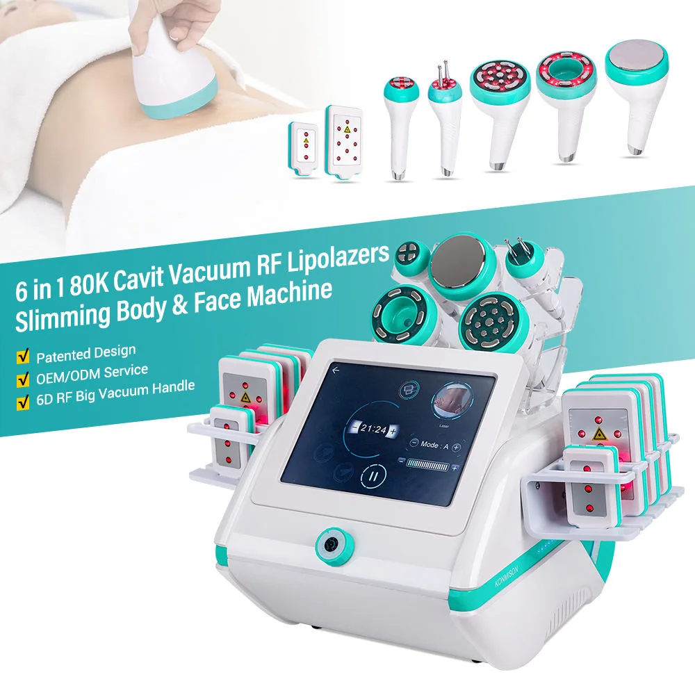 

Patented Design 6 in 1 Radiofrequency Lipo Body Fat Removal 80K Cavit Slimming Machine 80 k Body Contouring Machine