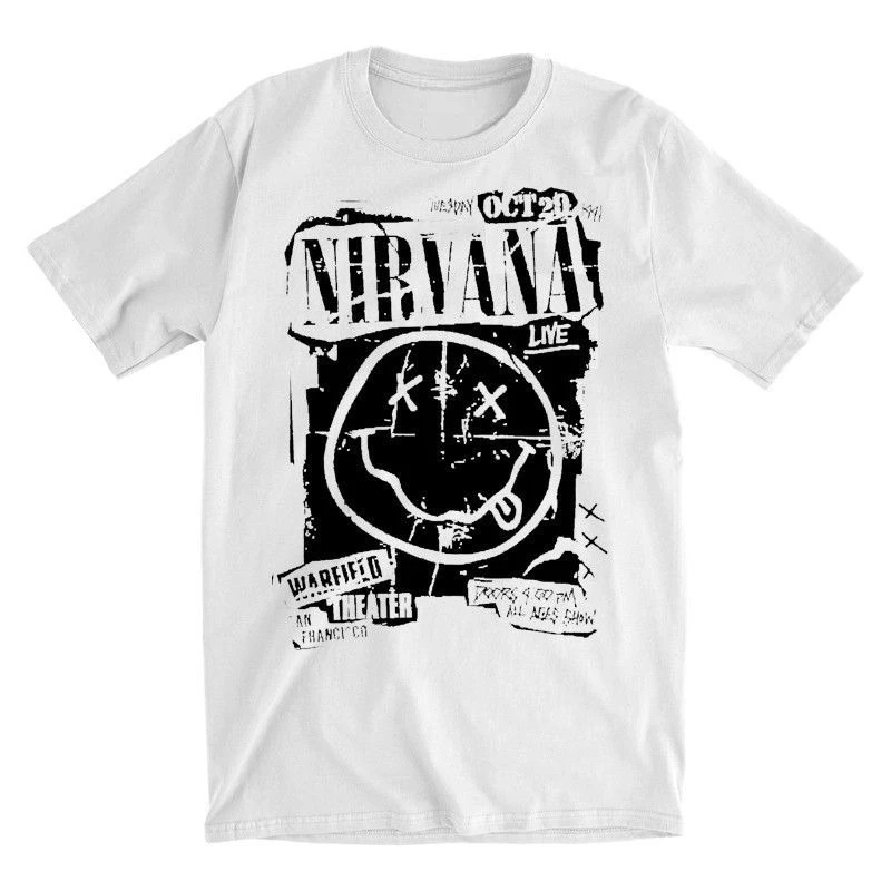 

Rock band Nirvanas Print Men's 100%Cotton shirt Y2k hiphop style Graphic Tshirt Unisex Streetwear Women shirt