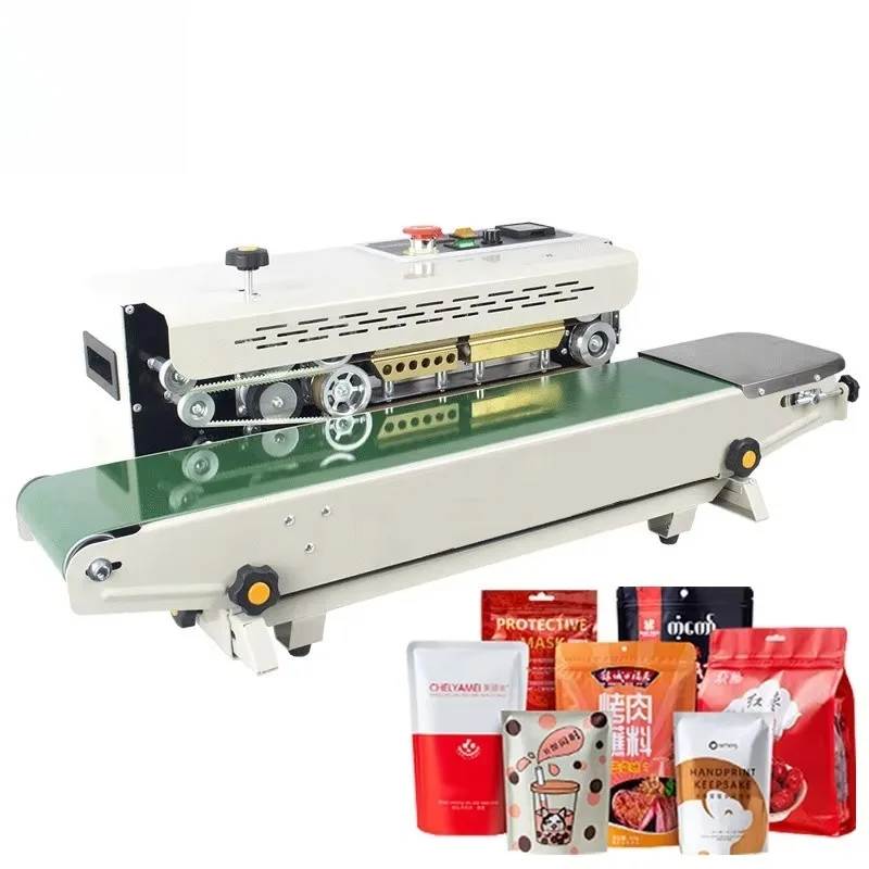 FR880 Automatic Continuous Band Sealer Horizontal Heat Sealer With Date Printing For Plastic Aluminum Foil Pouch Packaging