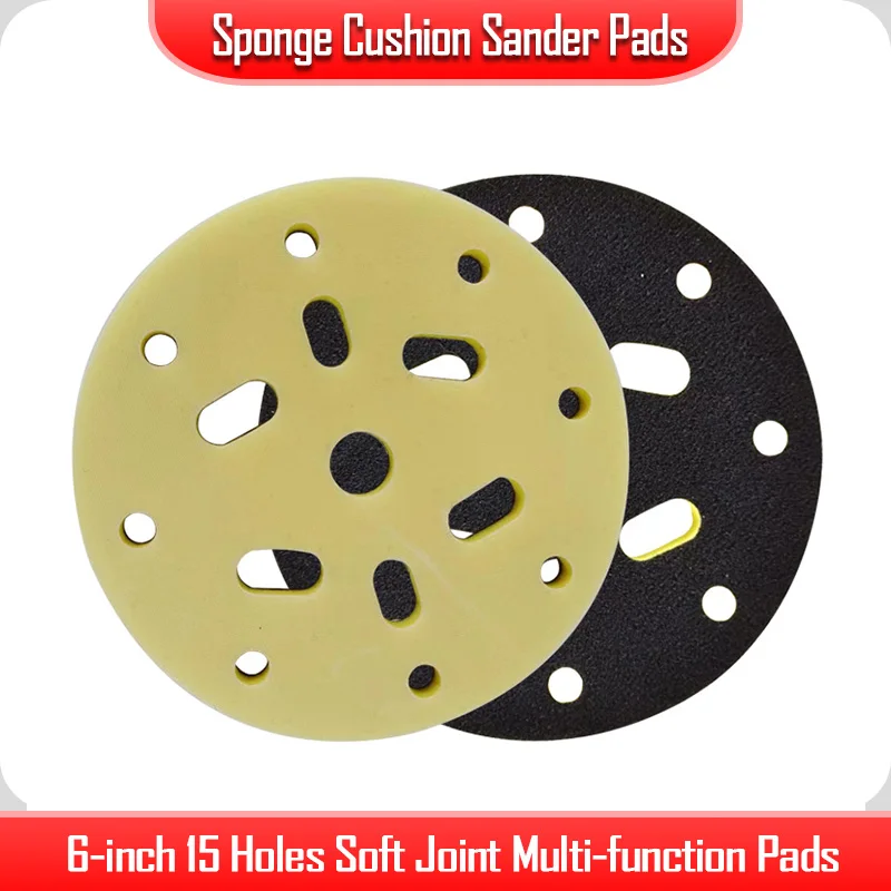 Sponge Cushion Sander Pads 6-inch 15 Holes for MIRKA/FESTOOL/FLEX etc Dry Mill Soft Joint Multi-function Pads