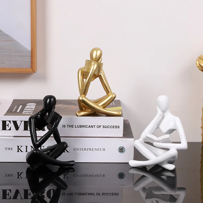 

Cross-Border New Creative Abstract Figure Reading Thinker Resin Ornament Living Room Model Room Light Luxury Decoration