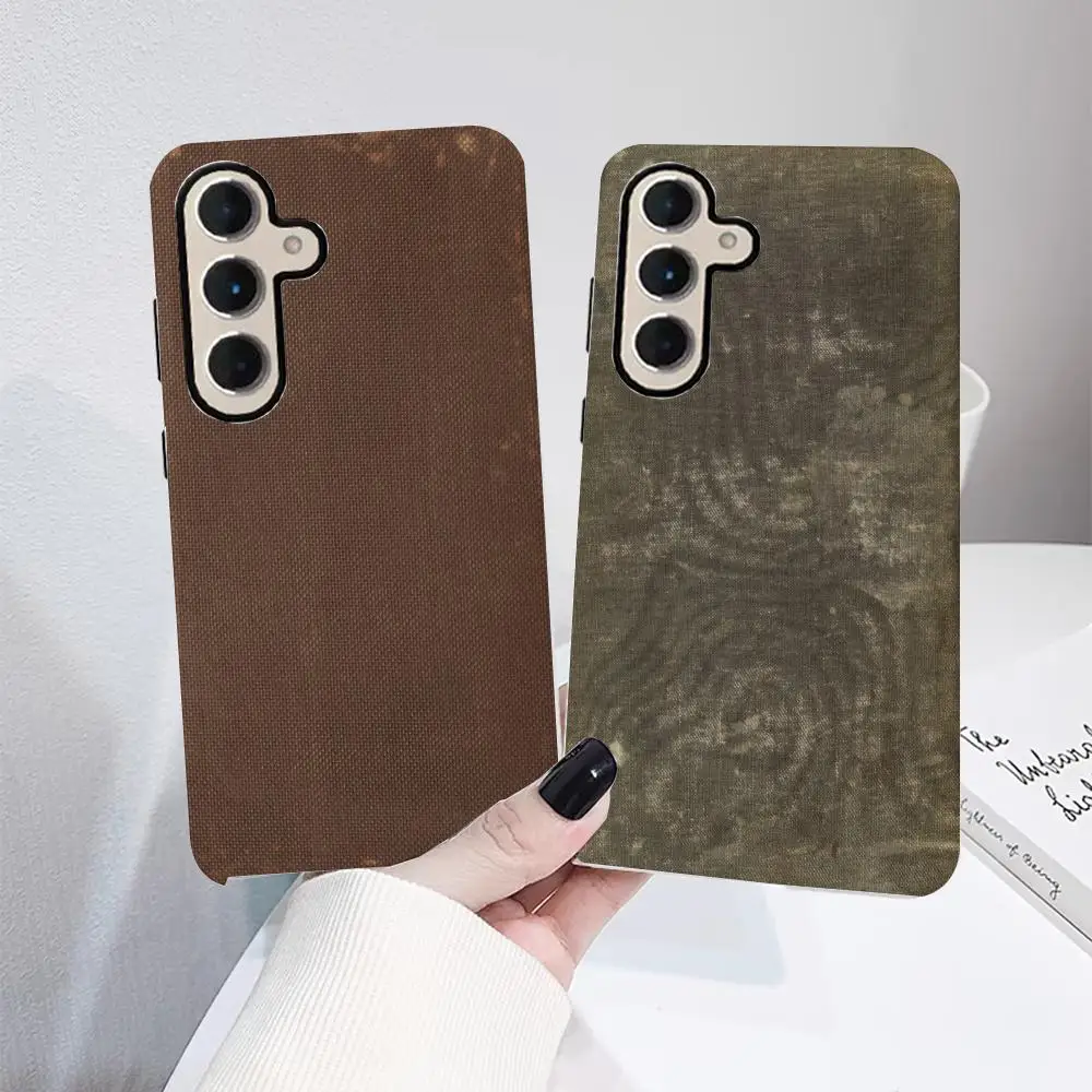 

Texture Phone Case For SamsungS25 GalaxyS24Ultra 23plus S22 21 A56 36 26 16 Luxury Double Layer Back Cover