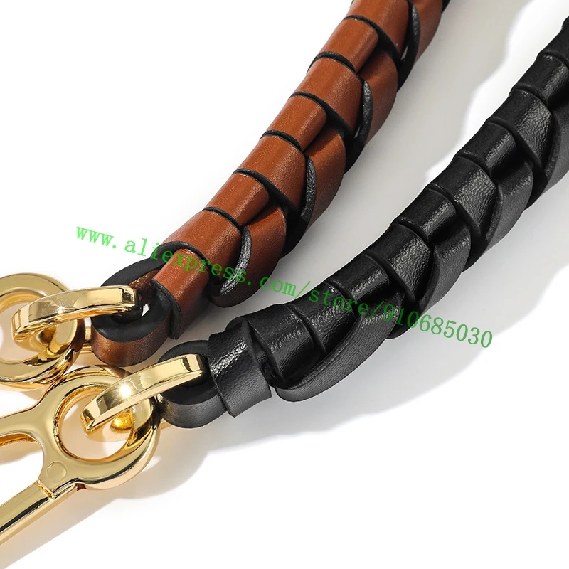 Correa trenzada de cuero de becerro Real para bolso de diseñador de lujo para mujer, bolso de mano para mujer, bolso de cubo para mujer, bolso de