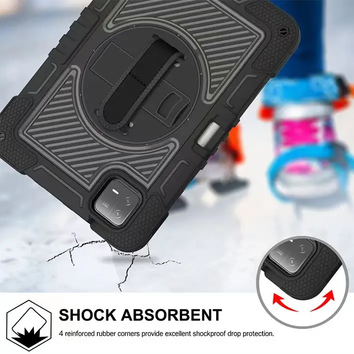 Capa resistente para xiaomi pad 6 pro, capa à prova de choque com suporte giratório e alça de ombro