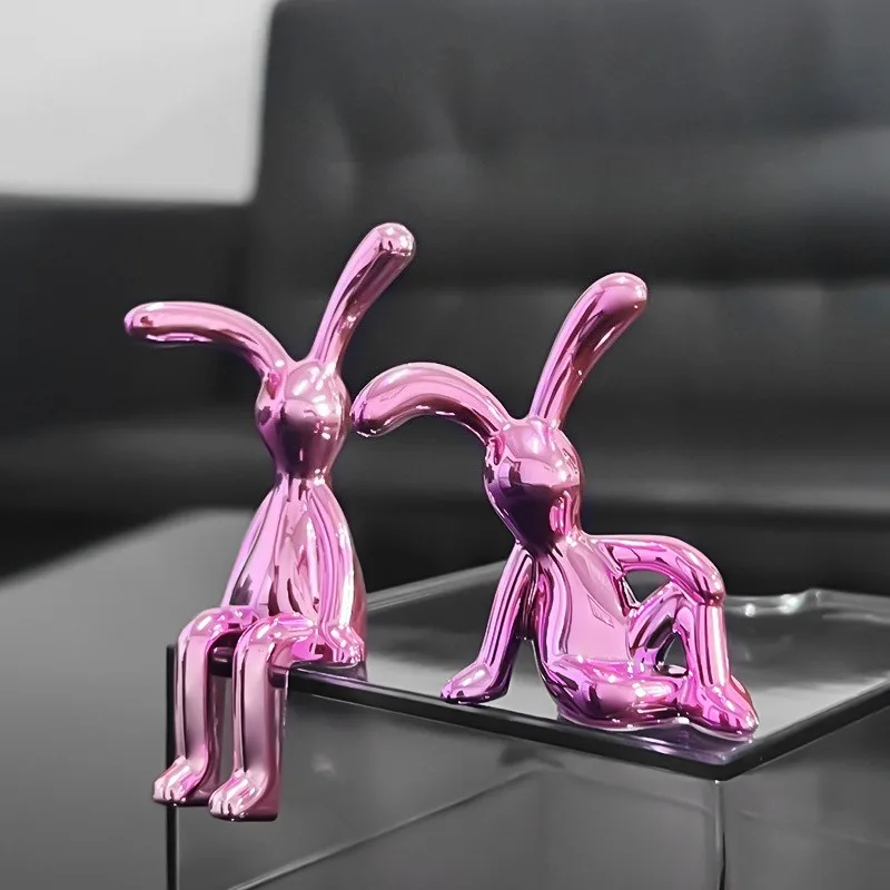 Long-Eared Rabbit Double Statue Cartoon Decoration Accessories Living Room Bedroom Car Decoration Desktop Decorative Ornamet