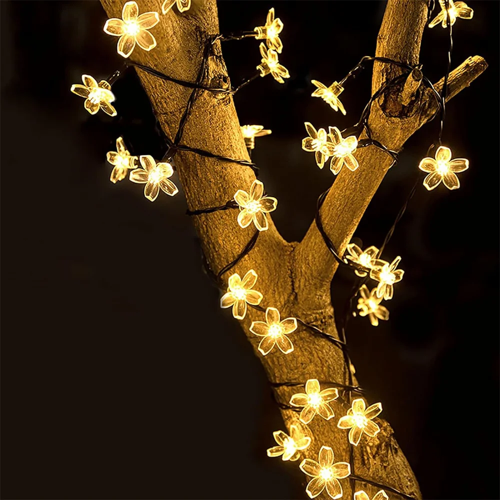 

1PC Solar LED String Flower Lights Outdoor Waterproof 20/50/100 LED Fairy Light For Garden Fence Patio Yard Christmas Tree Decor