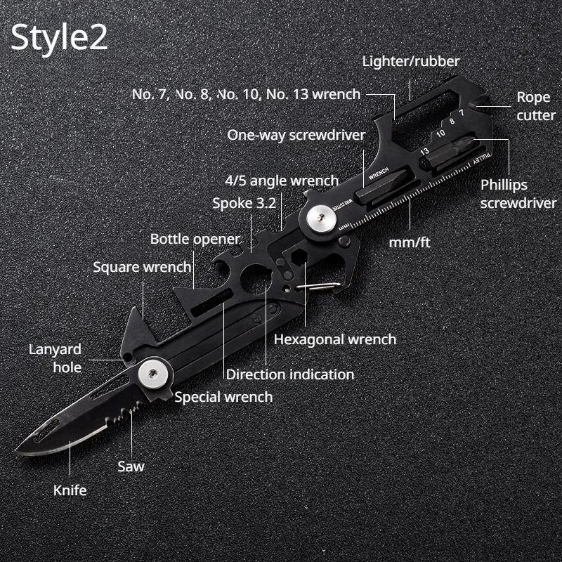 Multifunctional Outdoor Tool Combination Card Folding Tactical Scissor Army Knife Mini Bicycle Repair EDC Camping Gear Equipment