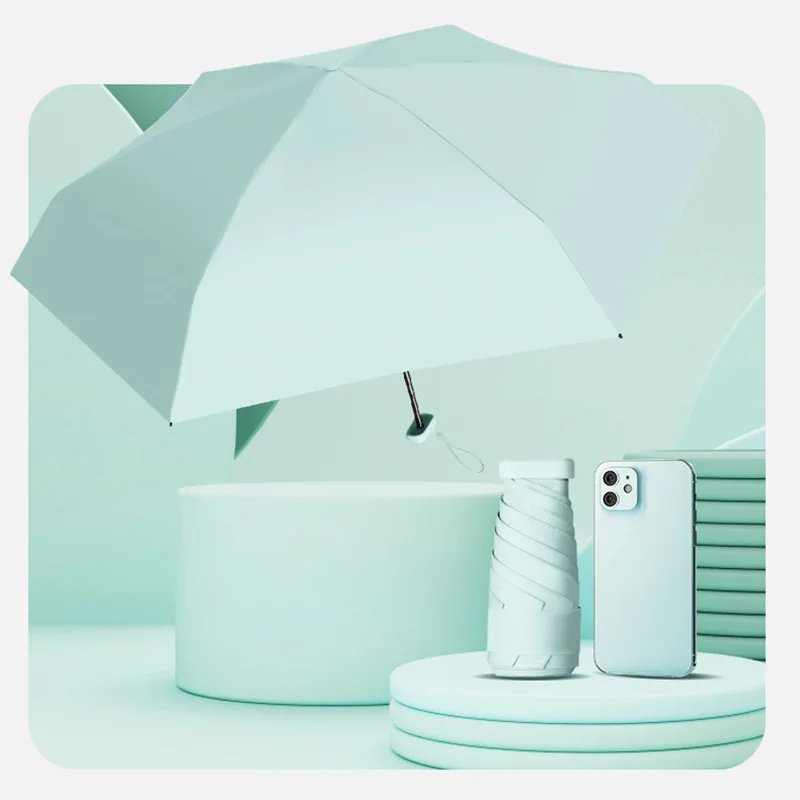 Xiaomi Folding Umbrella 6 Ribs Lightweight Compact Pocket Umbrella Windproof Rainproof with Capsule Storage for Daily Life