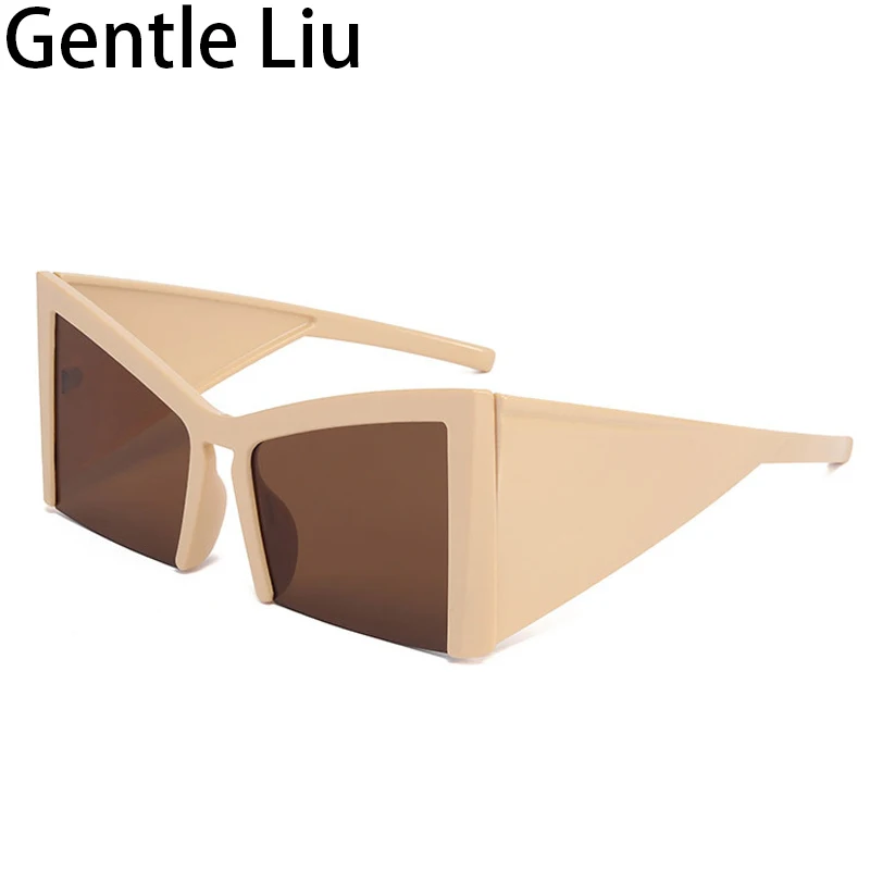 

Oversized Square Sunglasses Women Big 2024 Luxury Brand Fashion Semi-Rimless Cat Eye Sun Glasses For Ladies Punk Shades Eyewear