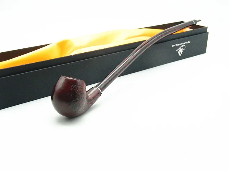 Tobacco Smoking Pipe with Long Mouthpiece Classic Reading Pipe Metal Filter Gift Package Cool Gadget for Men