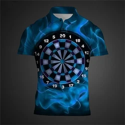 3D Print Darts Graphic Polo Shirt For Men Casual Short Sleeve Turndown Polo Shirts Clothing Mens Plus Size Button Tee Tops