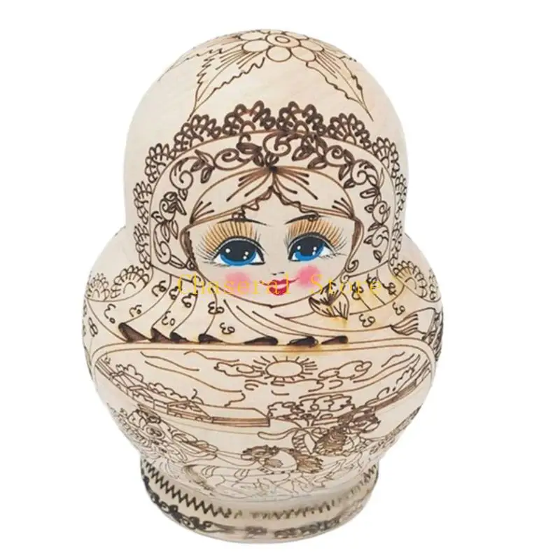 E7CE Bambole russe che nidificano Matrioska tradizionale Giocattolo educativo impilabile a 10 strati