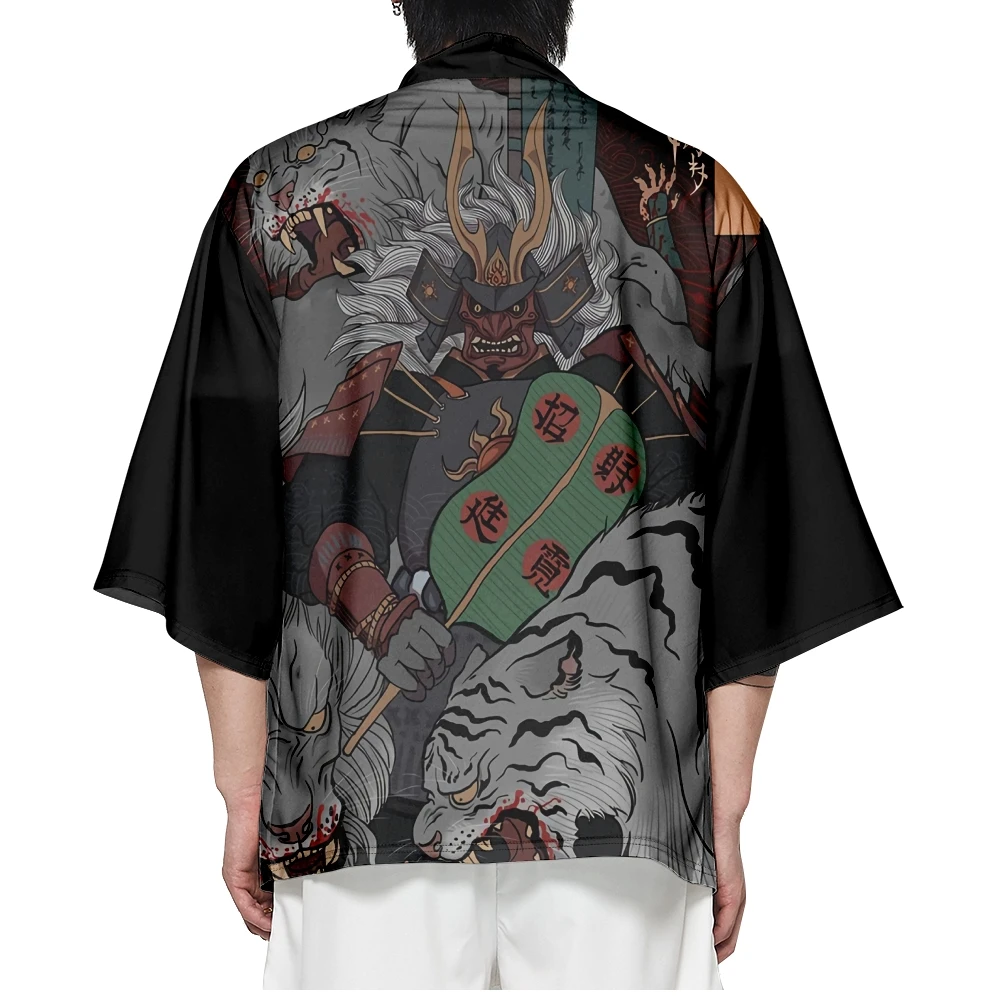 Women Cardigan Yukata Traditional Men Cosplay Haori Fashion Demon Print Japanese Style Beach Kimono Asian Clothing Plus Size