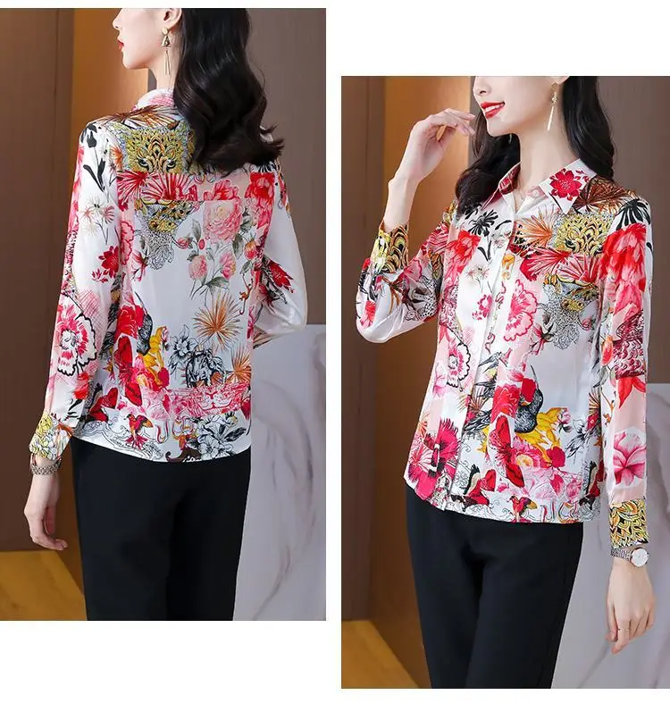 Long Sleeved Heavyweight Shirt for Women in 2024 Spring, New High-end Fashion Printed Versatile Thick Top Trend