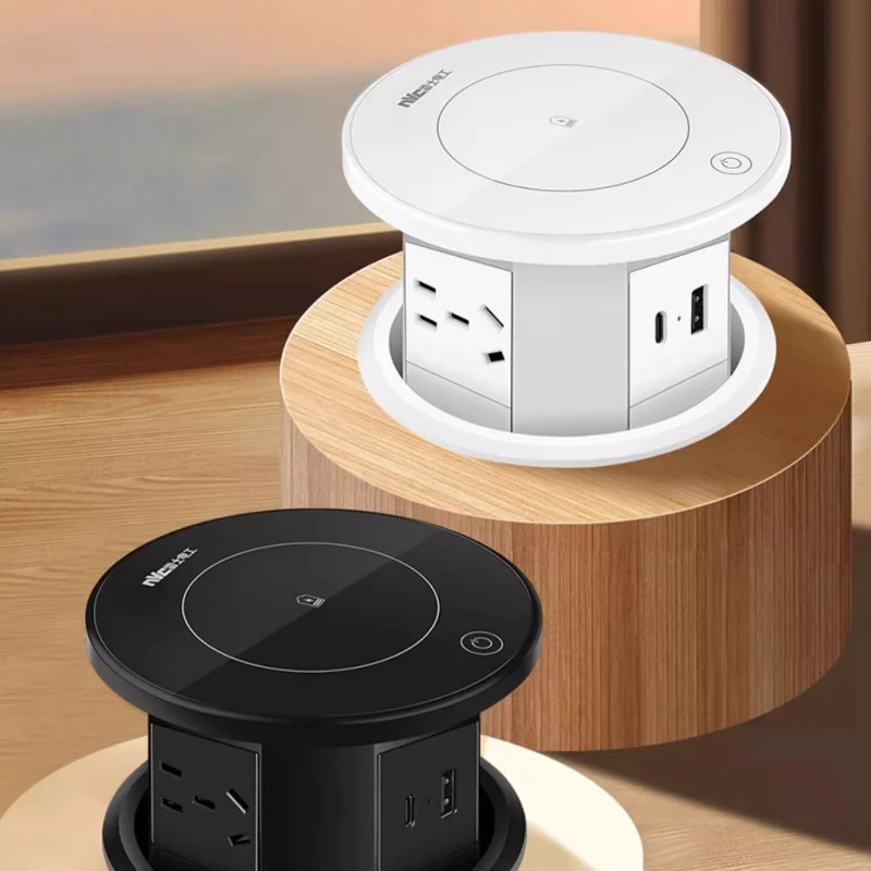 Electrician Lift Socket Embedded Wireless Charging Kitchen Smart Power Strip Hidden Island Desktop Socket Usb Socket