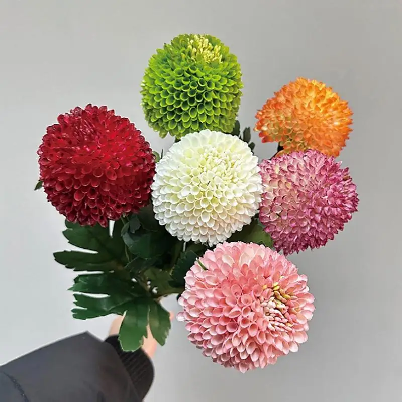 Einzelner Stiel Realistische Künstliche Allium-Kugel Gefälschte Chrysanthemenblume für Hochzeitssträuße Heim Garten Büro Dekoration Zubehör – Detail 2