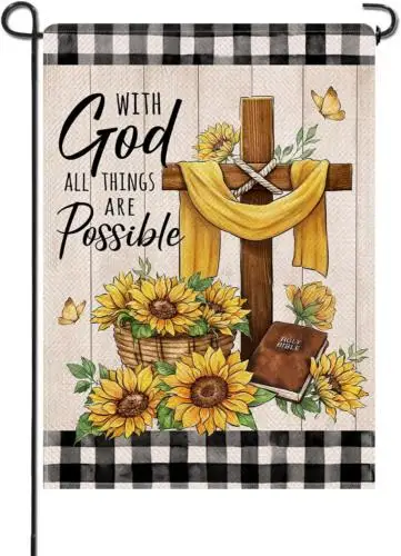 with God All Things Are Possible Small Decorative Garden Flag, Religious Christi