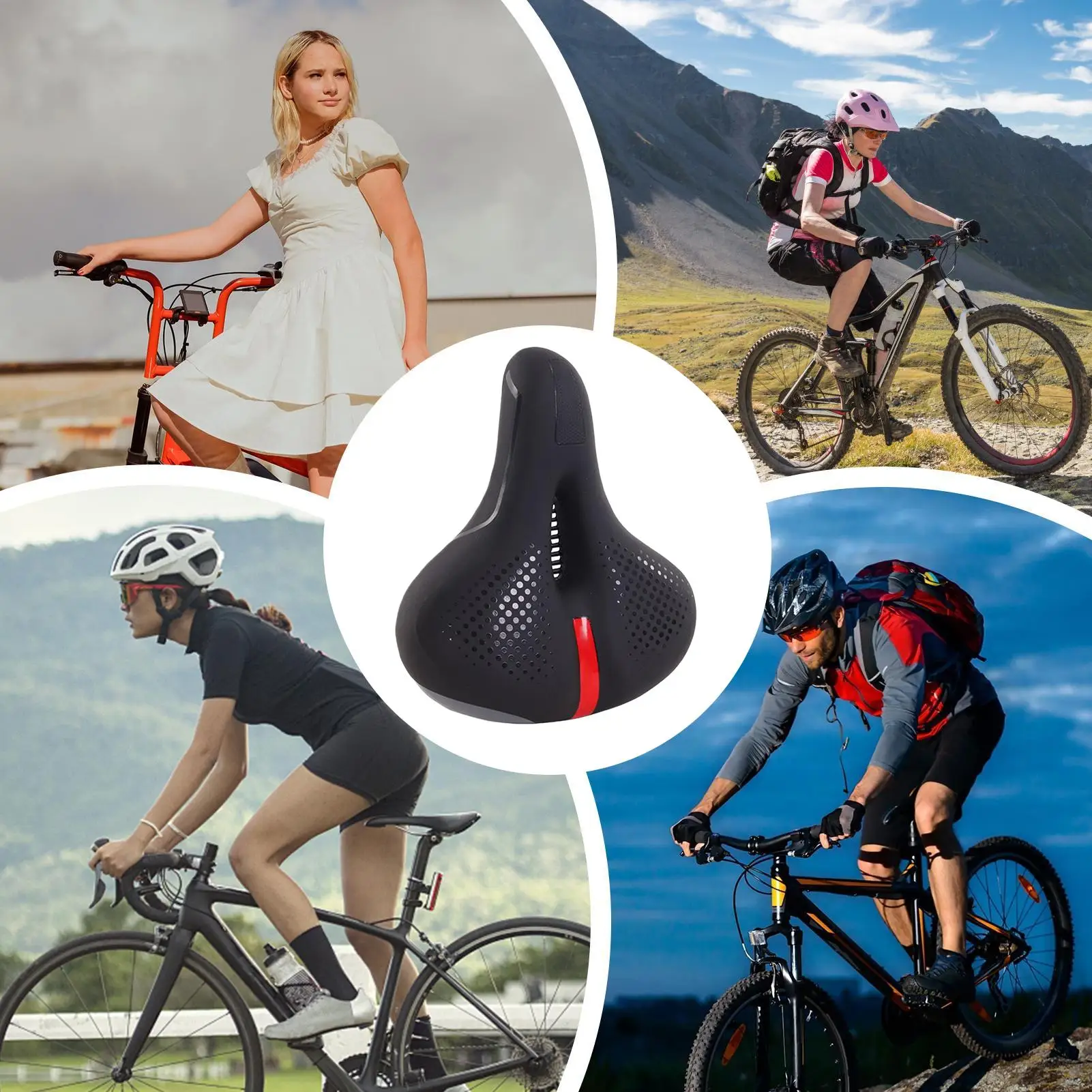 

Bike Seats For Men Wide Comfort Cycling Accessories Shock Absorption Road Bike Seat Replacement Saddle For Road Indoor Exercise