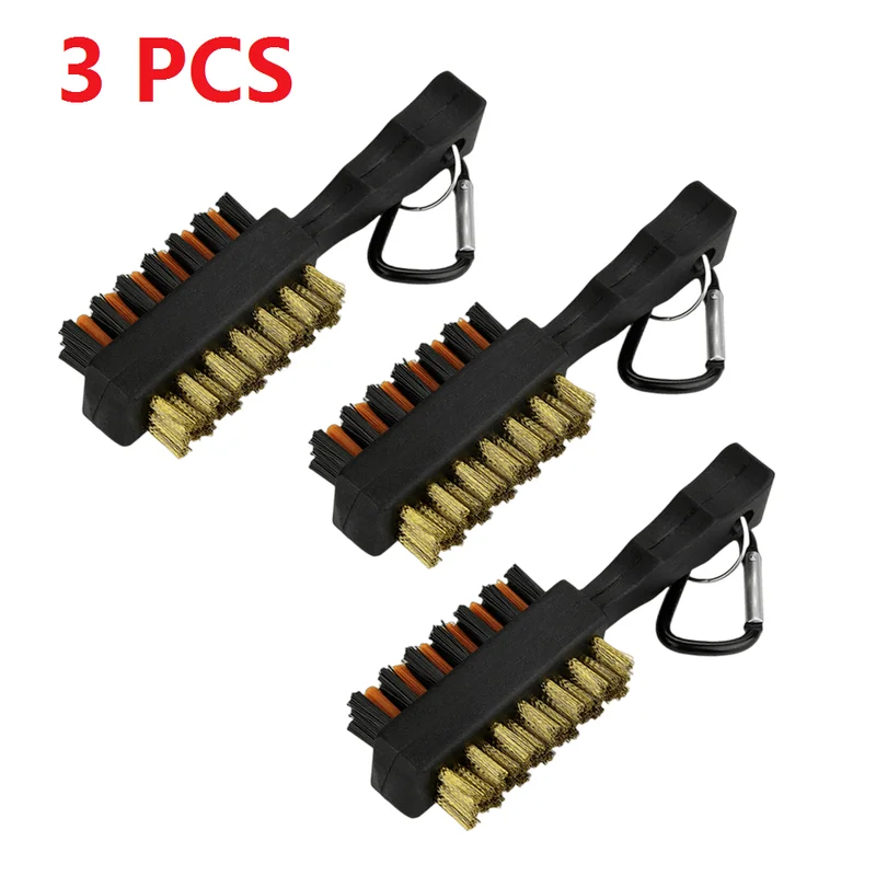 1/2/3Pcs Golf Club Brush Groove Cleaner Dual Sided Cleaning Tools, Portable Metal Lightweight Nylon Brushes for Golf Balls Shoes