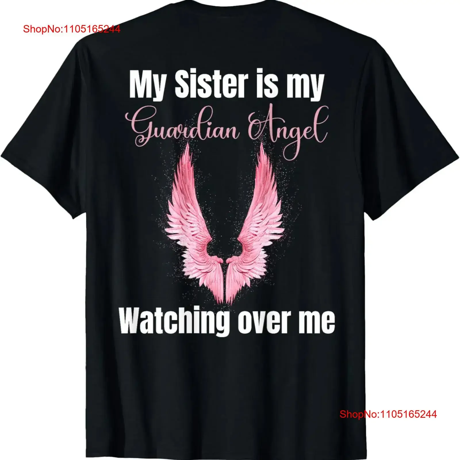 

Sister Guardian Angel Wings In Memory Of Design on back T Shirt vintage Washed homme streetwear Comfortable Versatile