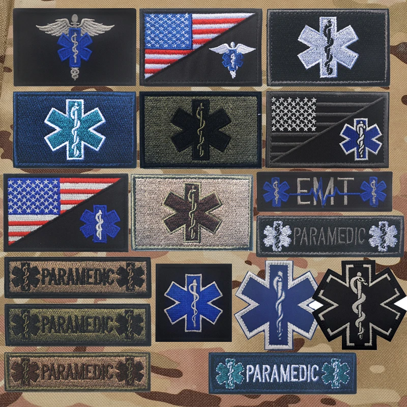 Paramedic EMT EMS Emergency Rescue Patch MED Medic Medical Blue Patches Stickers On Clothing With Hook And Loop