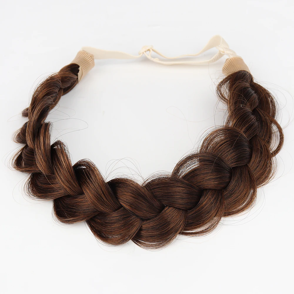 Braided Headband Hairpiece Synthetic High Heat Resistant Material Daily Wear Accessory Adjustable Size With Elastic Band