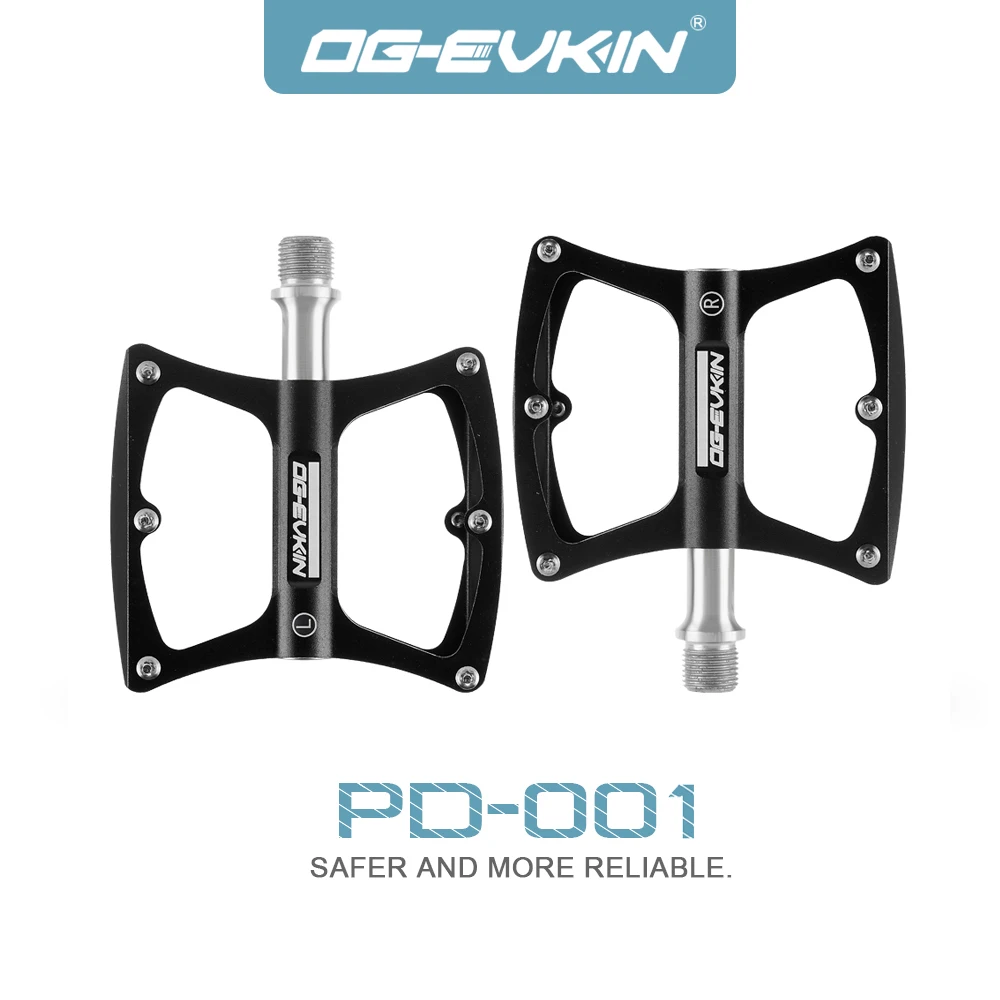 OG-EVKIN PD001 Flat Alloy Bicycle Pedals Anti-slip MTB Road Sealed Bearing Bike Footboard Wide Platform Cycling Bike Accessories