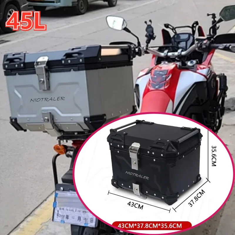 

45L Universal Motorcycle Tail Box Aluminum Alloy Top Rear Luggage Tool Cases Motorcycle Accessories 사이드박스
