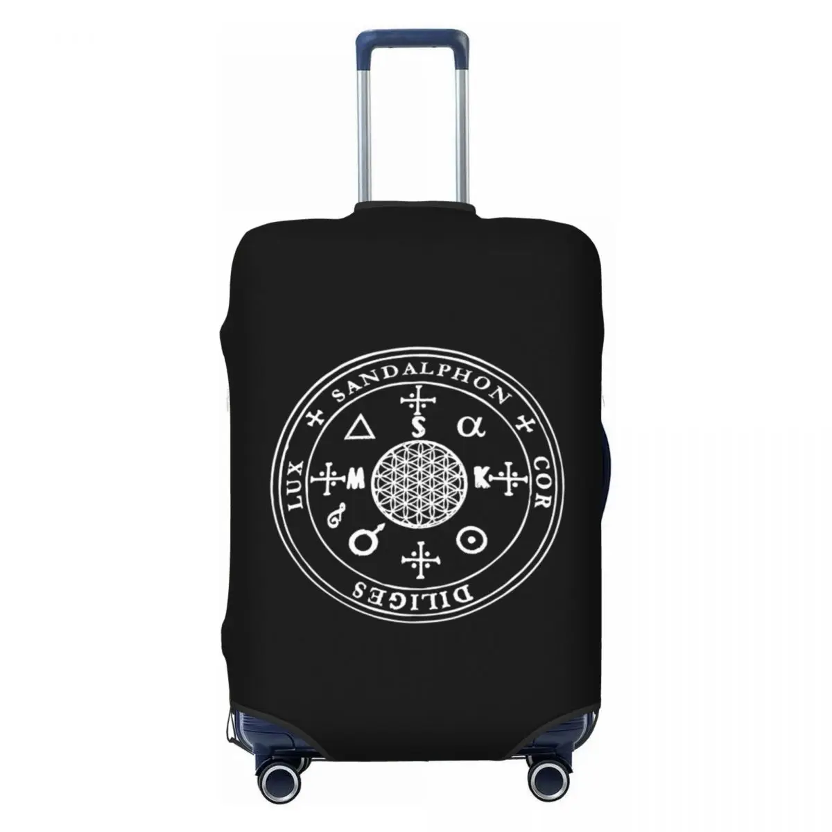 

Custom Holy Seal Of Archangel Sandalphon Luggage Cover Protector Fashion Travel Suitcase Covers for 18-32 Inch