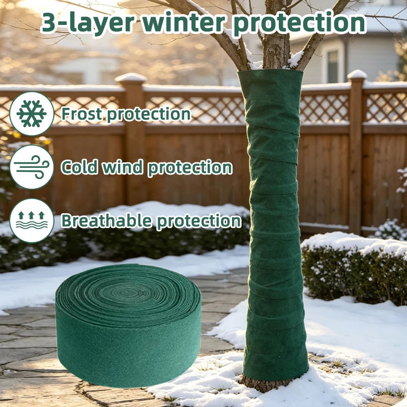 2 Pack 3 Layer Tree Trunk Wrap, Breathable Winter Protector, Frost & Wind Protection Cover for Garden Trees