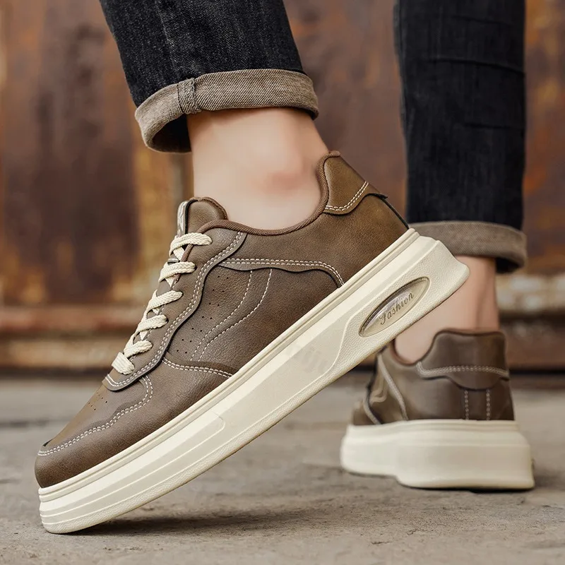 

Men's Retro Solid Low Top Thick Sole Casual Shoes 2025 Autumn Fashion Trend Versatile Wear-resistant Comfortable Chunky sneakers