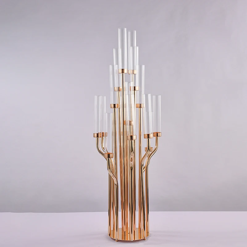 

with candle) Candelabrum tapper Candle stick Holders Stands Wedding Table gold Centrepieces Road Lead For Home Party Decoration