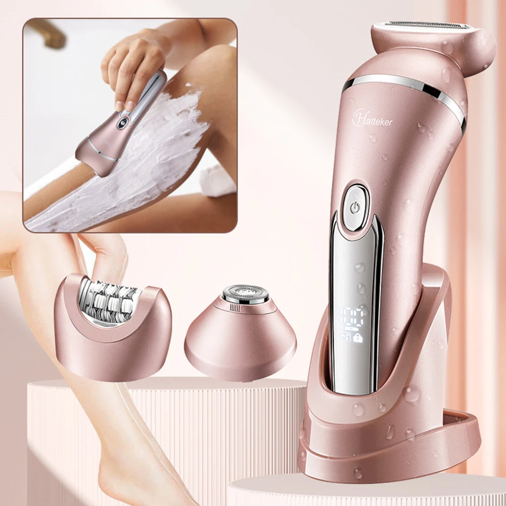 

3 in 1 Epilator Electric Shaver for Women Lady with Detachable Head Hair Remover Penetration USB for Face Leg Bikini Trimmer