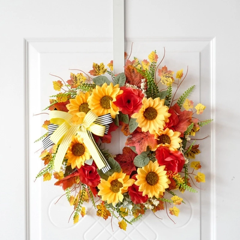 Artificial Wreath for Front Door Farmhouses Garden Thanksgiving Centerpieces Wreath for Indoor and Outdoor Decoration