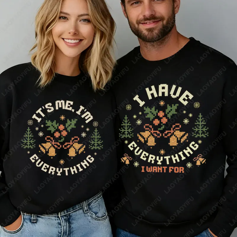 

Одинаковый рождественский свитшот для пар, забавный, «Это меня, я вжире», свитер унисекс с принтом, одинаковый пуловер с круглым вырезом для рождественских пар