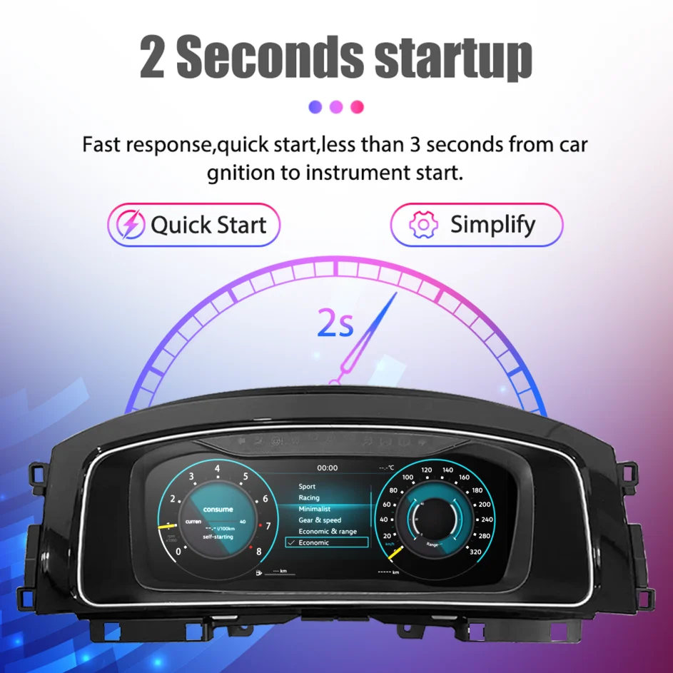 10.25 ''LCD Digit aal Dashboard Cluster für Volkswagen Passat Jahre Unterstützung HDMI Carplay Radio Instrument Panel – Detail 4