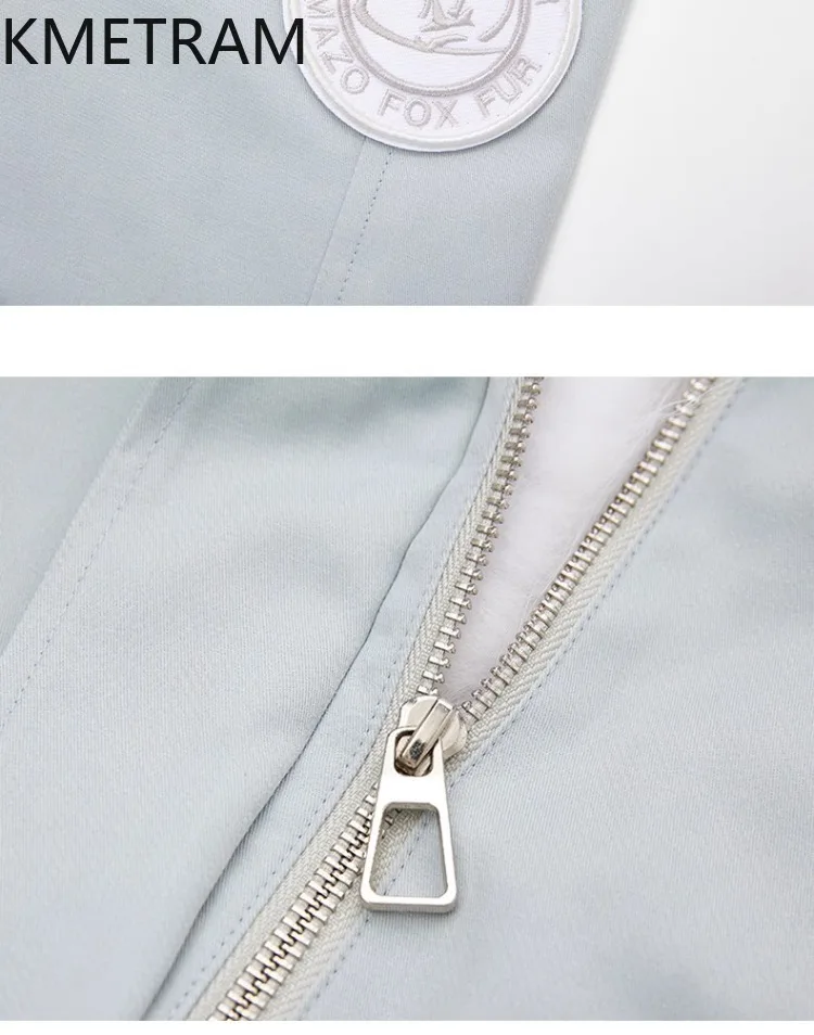 KMETRAM Parka z naturalnego futra królika Rex z wyjmowanym wnętrzem, odzież damska, nowa kurtka z prawdziwego futra z kołnierzem z futra lisa, płaszcze zimowe 2025