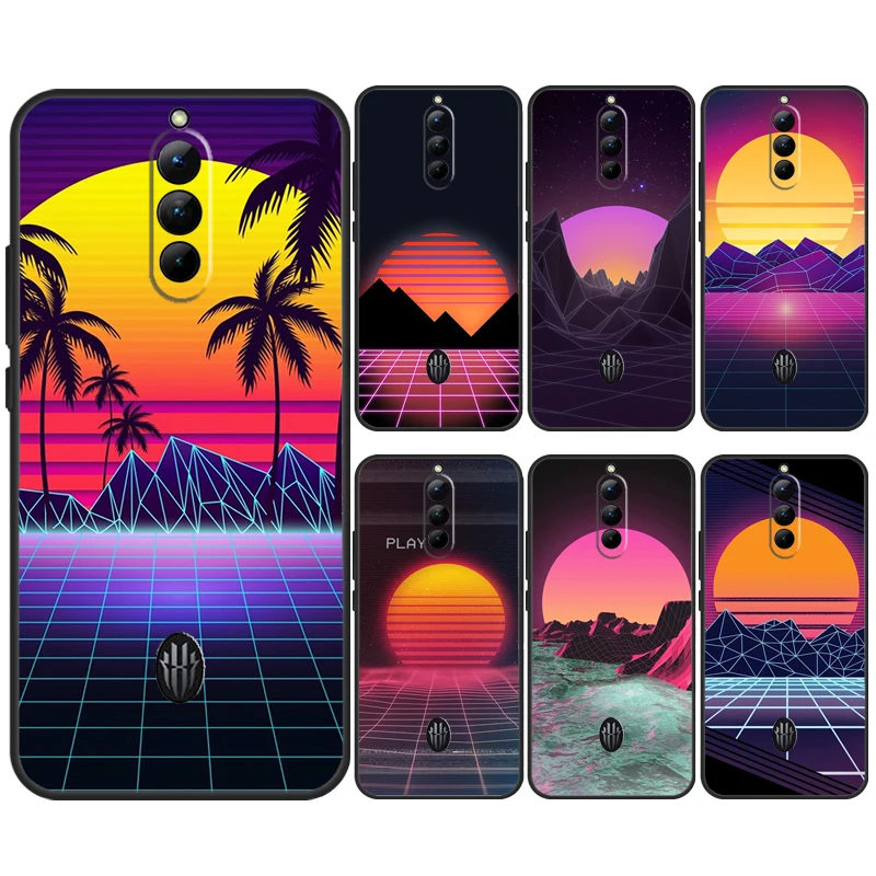 80S Vaporwave Synthwave Sunset Case For ZTE Nubia Red Magic 8 8S 9 Pro Plus Red Magic 6 7 6S 7S Pro 5G 5S 6R Back Cover