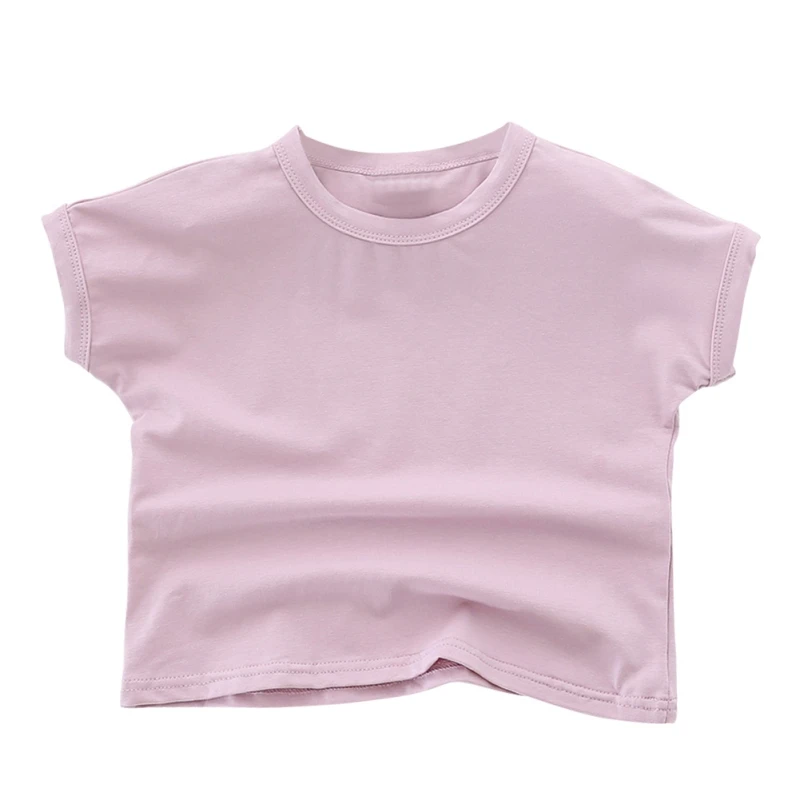 Kids Little Girls T-shirt Solid Cotton Print T Shirt Short Sleeve Off Shoulder Tees Toddler Infant Baby Top Shirts