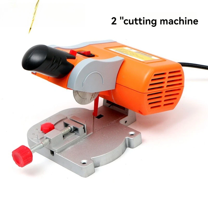 Mini Miter Cut-off Chop Saw 0-45° Home DIY Benchtop Table Cutting Machine Steel and Resin Blades for Wood Plastic Metal