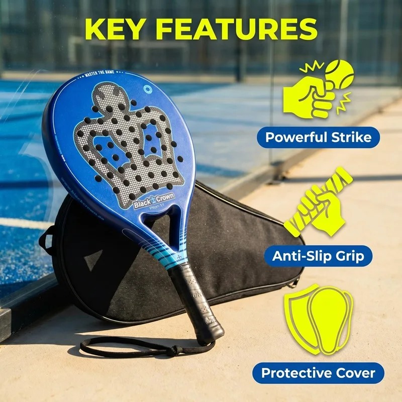 3 Farben Crown Padel-Schläger aus Kohlefaser mit Logo-freier Tragetasche, Crown Hole Design für Erwachsenentraining und Wettkämpfe – Detail 9