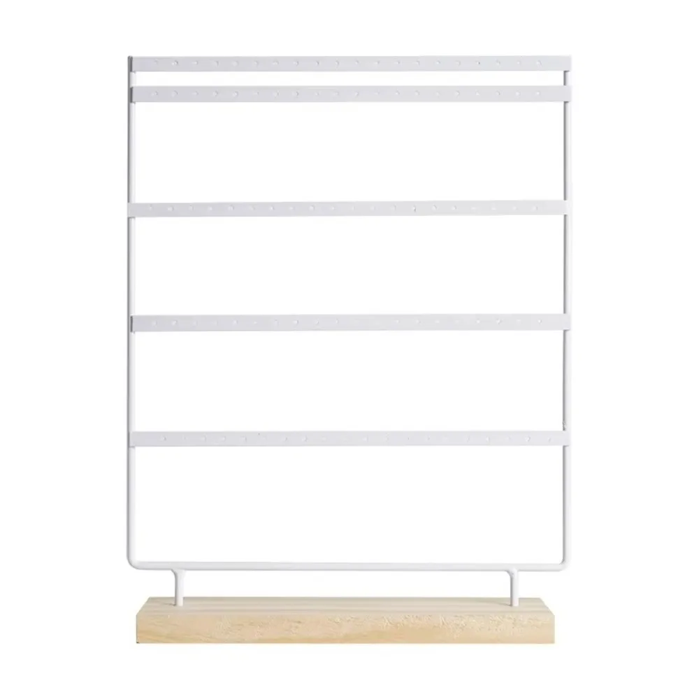 

Modern Metal Earring Display Holder 5-Tiers 110 Holes Ear Stud Rack Wooden Base Tree Design Jewelry Organizer Home Organization