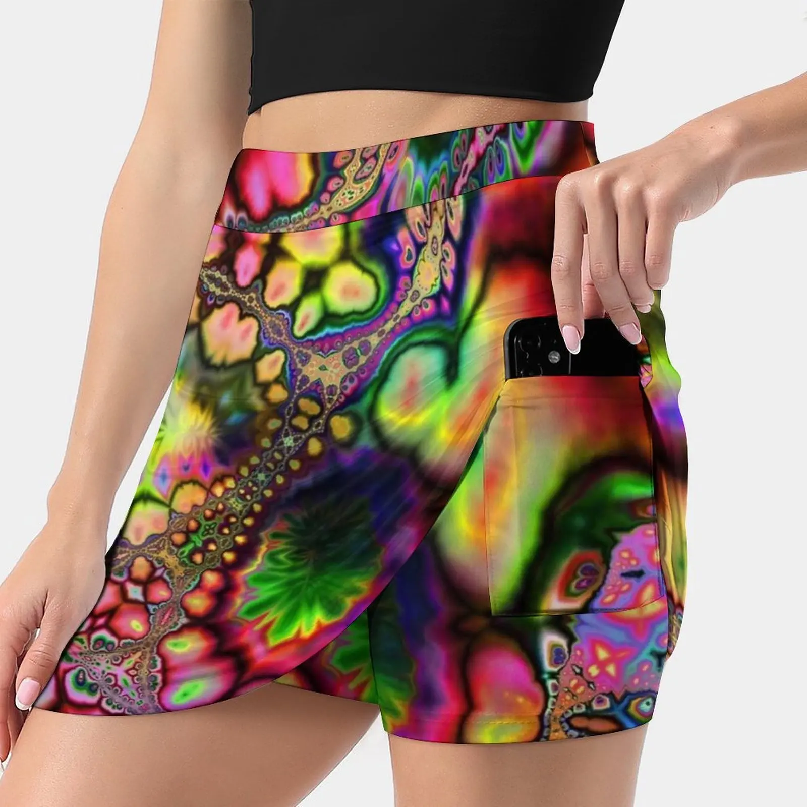 Acid Plasmosis Women's skirt Sport Skort Skirt With Pocket Fashion Korean Style Skirt 4Xl Skirts Rainbow Fractal Psychedelic